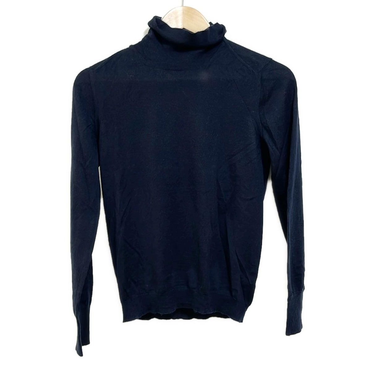 JIL SANDER - JILSANDER(ジルサンダー) 長袖セーター サイズL レディース美品  - アイボリー Vネック/NAVY JIL SANDER - JILSANDER(ジルサンダー) 長袖セーター サイズL