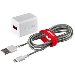  【新品・5営業日で発送】BUFFALO バッファロー バッファロー BSMPA2404LC1TWH 2.4A USB急速充電器 Lightningケーブル1.5m付属(ホワイト) その他