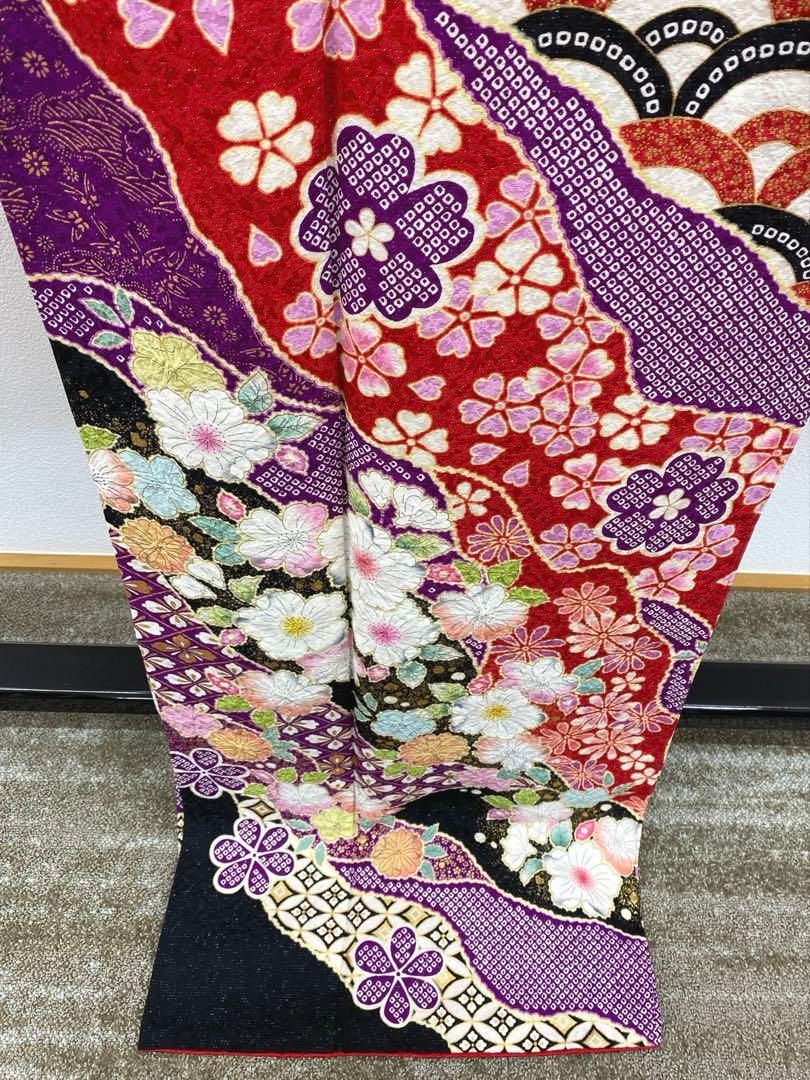 振袖 桐屋 翠山工房 絞り 銀通し 辻が花 身丈173cm 撥水加工済 翠山工房・桐屋【特選本手加工友禅絞り振袖◇辻ヶ花】銀通し 水色 青