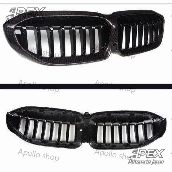 BMW 3シリーズ G20 G28 2019-2020 リアルカーボン グロスブラック グリル フロント パーツ 外装