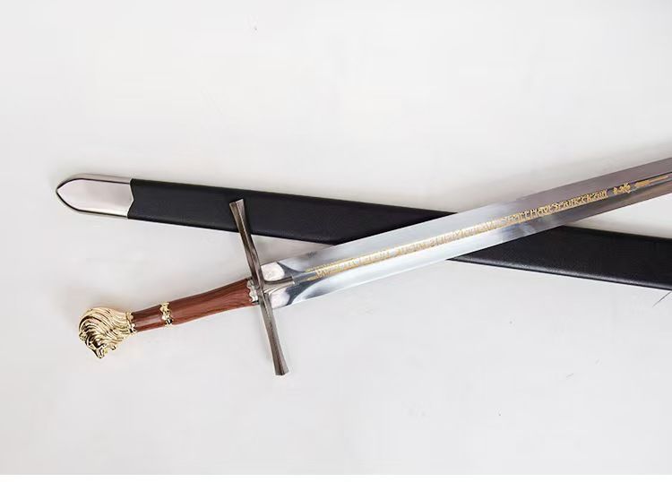 獅頭西洋両手剣 炭素鋼刃 × 獅子頭合金装具 全長 117cm 重量