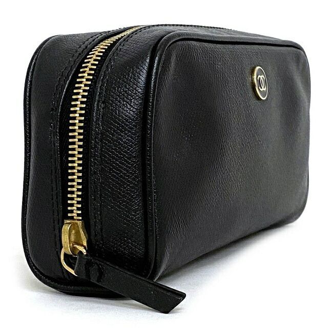 シャネル ポーチ ブラック ココボタン A20913 小物入れ レザー - メルカリ