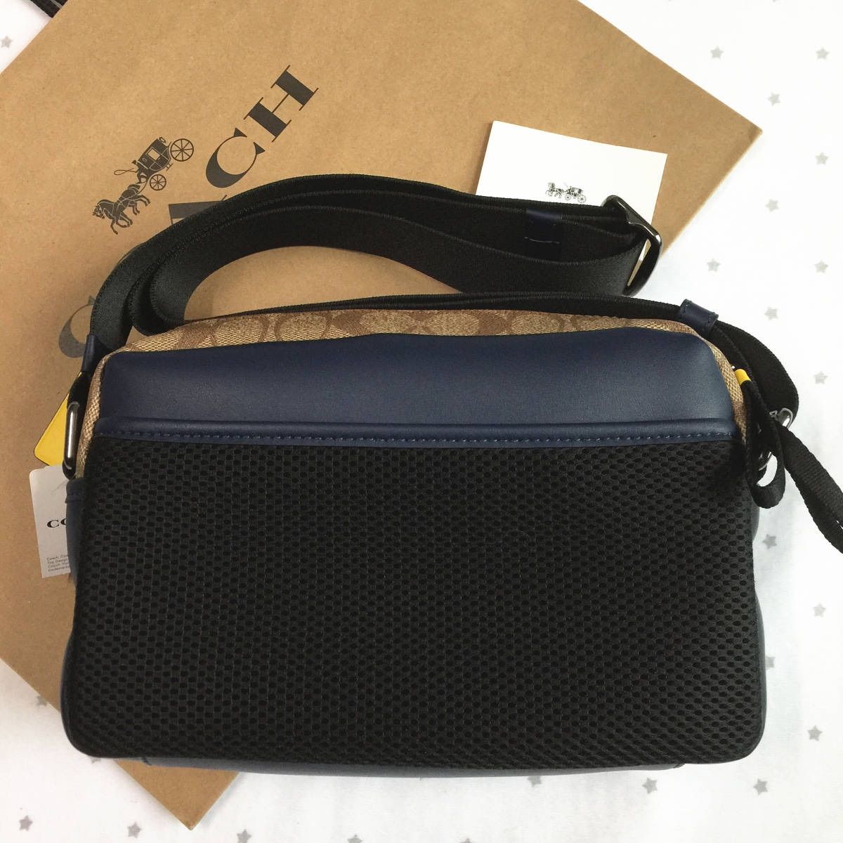 新品未使用】COACH コーチバッグ 2373 イエロー×ネイビー ショルダー