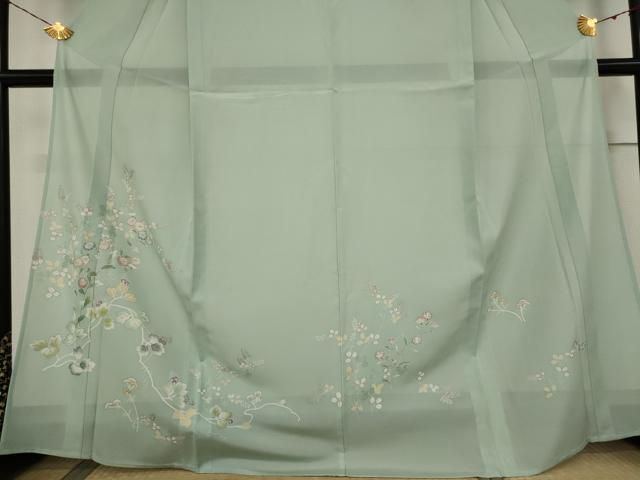 平和屋着物▽訪問着 単衣 花鳥文 正絹 逸品 AAAV2839fy 平和屋着物