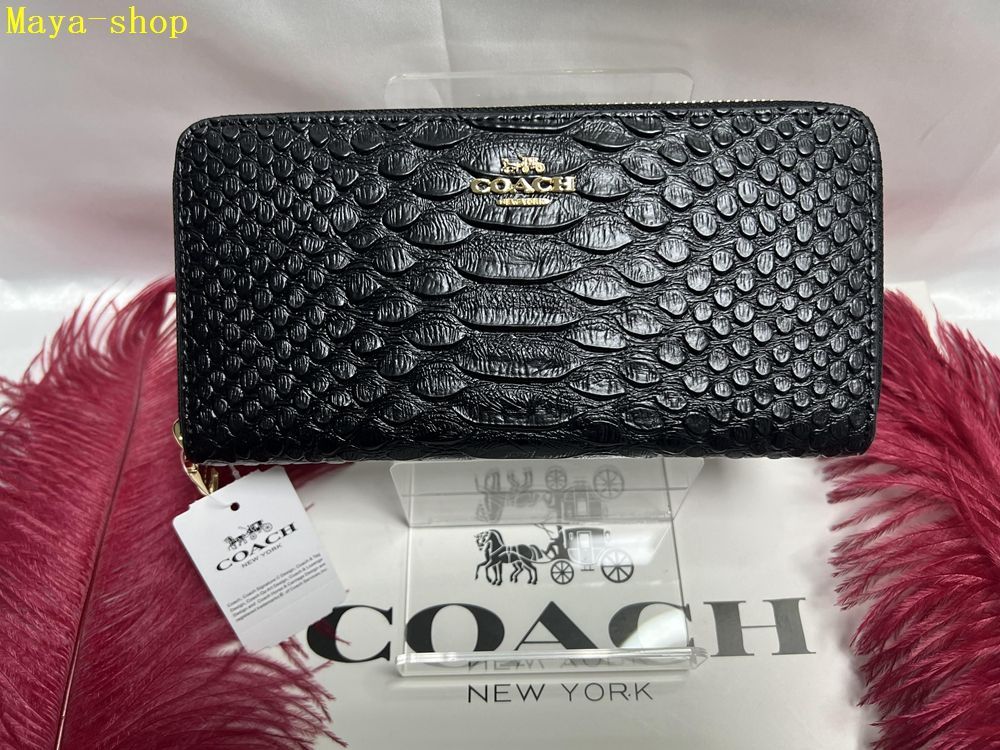 コーチ COACH 長財布 財布  シグネチャー エンボスド スネーク レザー アコーディオンジッピー プレゼント クリスマス 贈り物 吉日 ギフト 母の日 父の日 財布 メンズ  新品未使用 ファッション B180 F53659 12