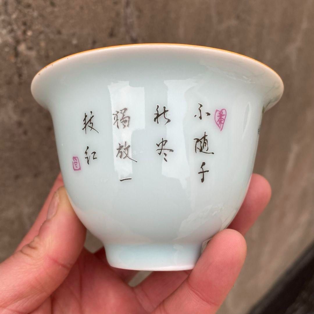 景徳鎮 陶磁器 粉青花鳥蓋碗 中国茶器 煎茶器 新品未使用 - メルカリ