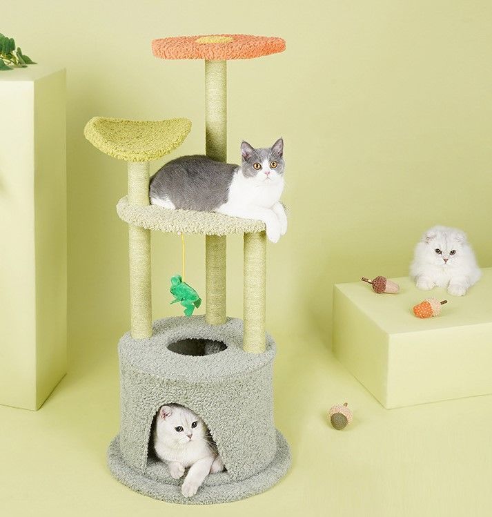 キャットタワー ジャンプ台 据え置き 多頭飼い スリム かわいい
