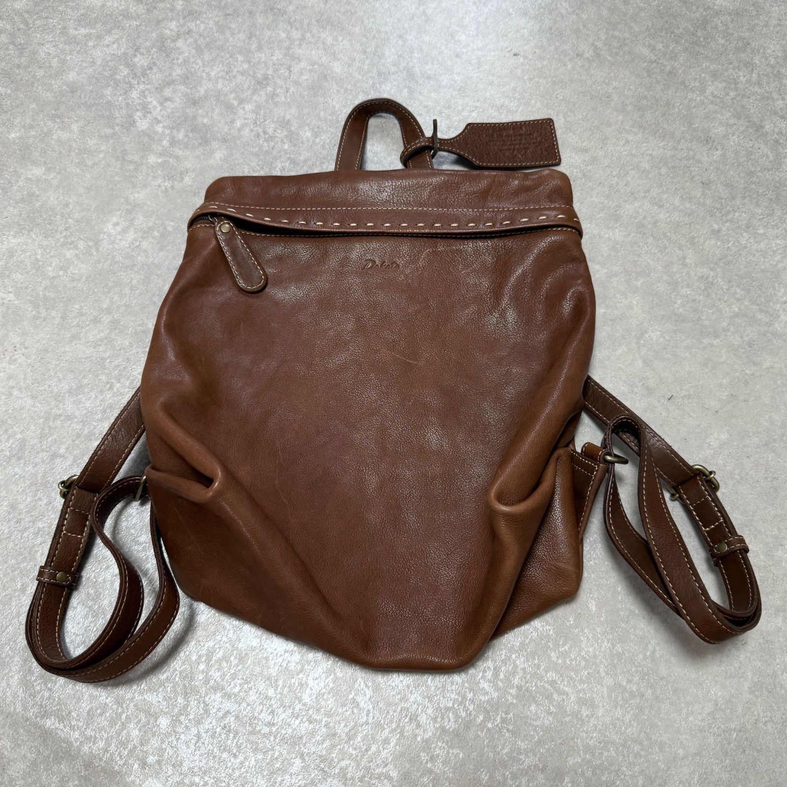 Dakota ダコタ リュック 本革 レザー ステッチ ロゴ ブラウン シャーロット リュックサック 1034669