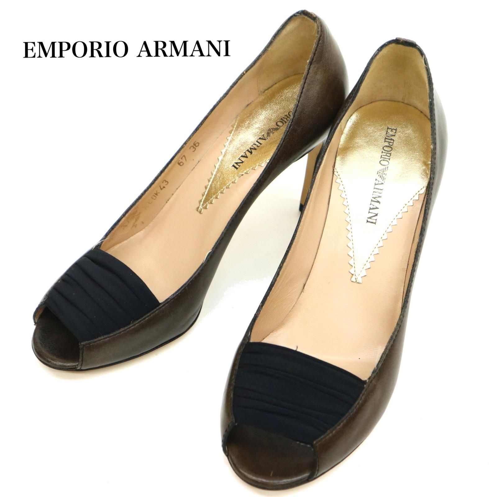 【美品】【エンポリオアルマーニ】パンプス サイズ36 極美品】エンポリオアルマーニ（EMPORIO ARMANI) レザーパンプス