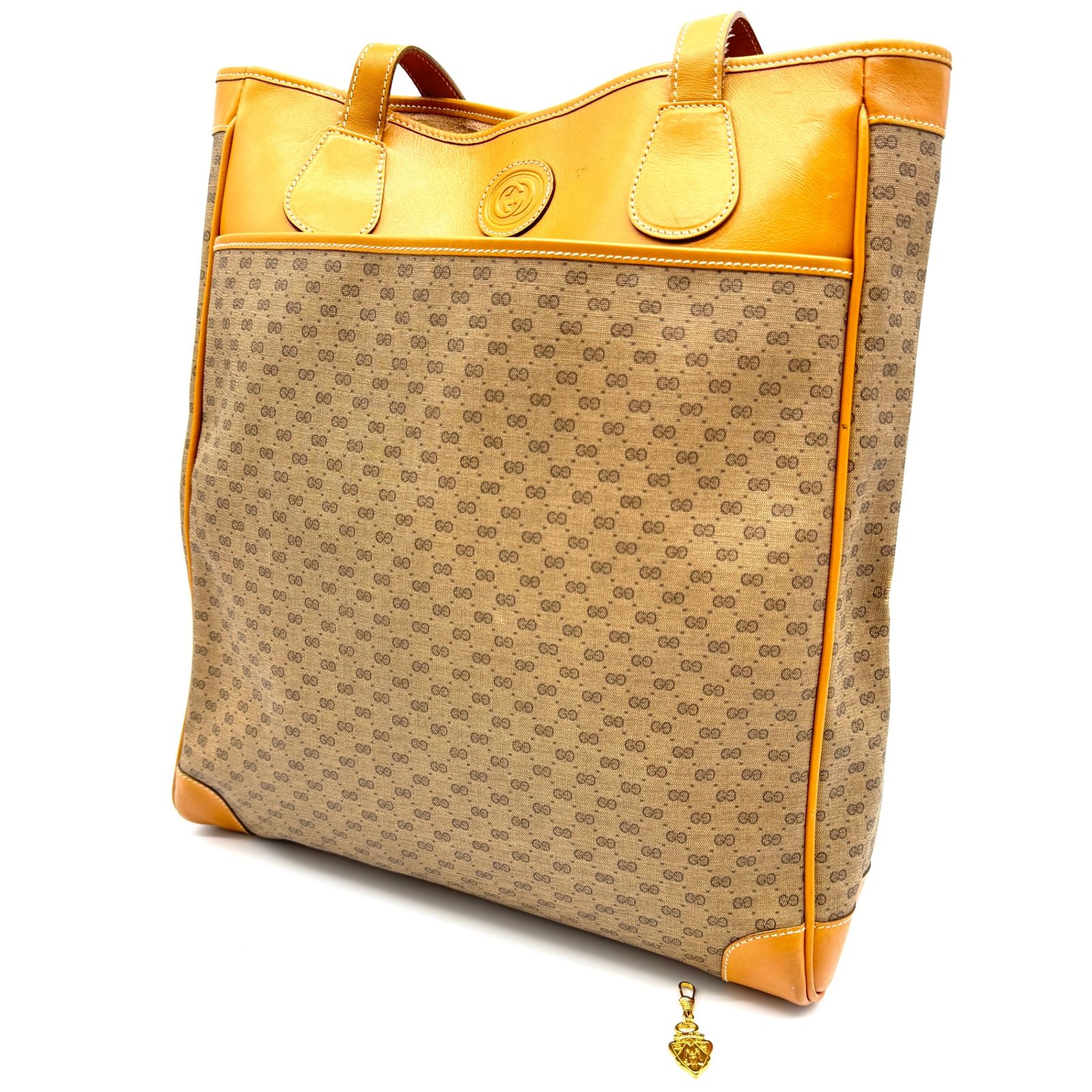 オールド グッチ ショルダー バッグ トートPVCレザー ベージュ GUCCI 