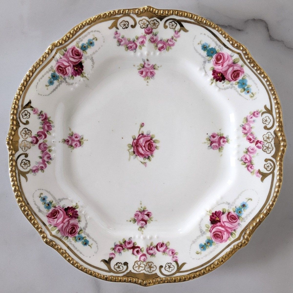 オールドノリタケ アールヌーボー様式 高級金盛上薔薇図紋プレートばら