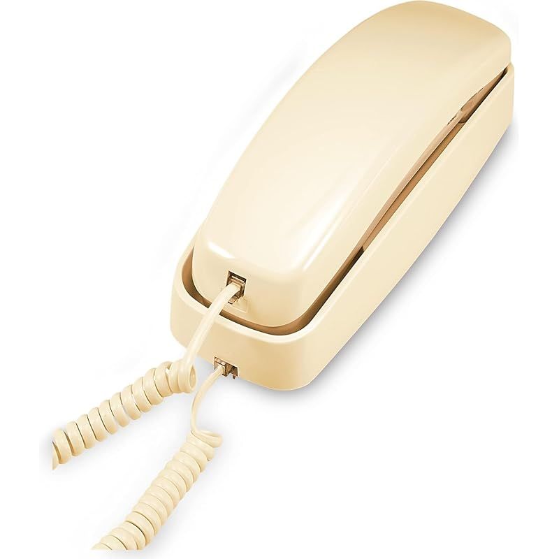 AT-T TRIMLINE 210 コード付き家庭用電話 AC電源不要 改良された壁取り付け簡単 大きなボタンキーパッド 13個のスピードダイヤルキー 最後の番号リダイヤル ミュート フラッシュ ボリュームコントロール ベージュ 1