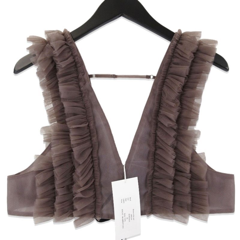 RYU KAGA リュウカガ Bosom Tulle Vest 24SS 64RL02F ナイロンチュール ベスト フリル ボルドー 38 71012299