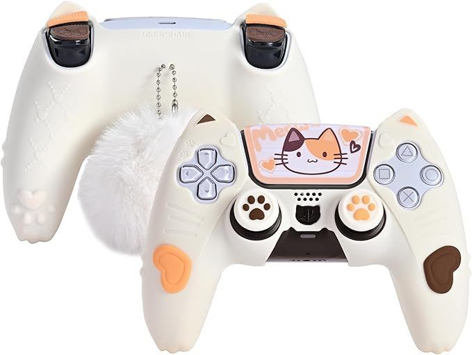 【在庫処分】GeekShare PS5コントローラー カバー シリコン製 ソフト スキンケース プレイステーション5 コントローラー対応 PS5コントローラーカバーとシール付け 保護カバー 保護ケース 耐衝