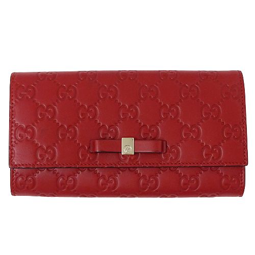 グッチ GUCCI 財布 レディース ブランド 長財布 シマ レザー レッド 