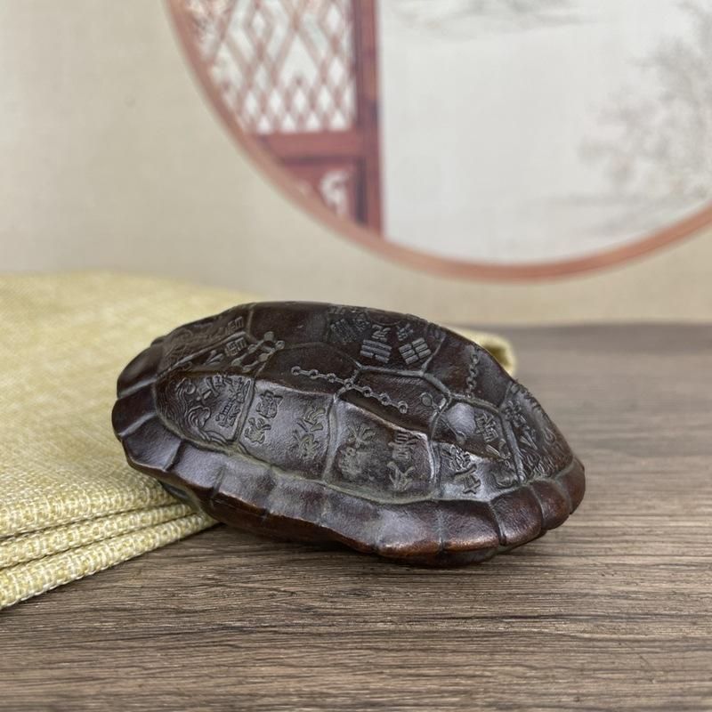 亀の甲羅 カメ 占い 文鎮 金属細工 置物 インテリア ビンテージ レトロ
