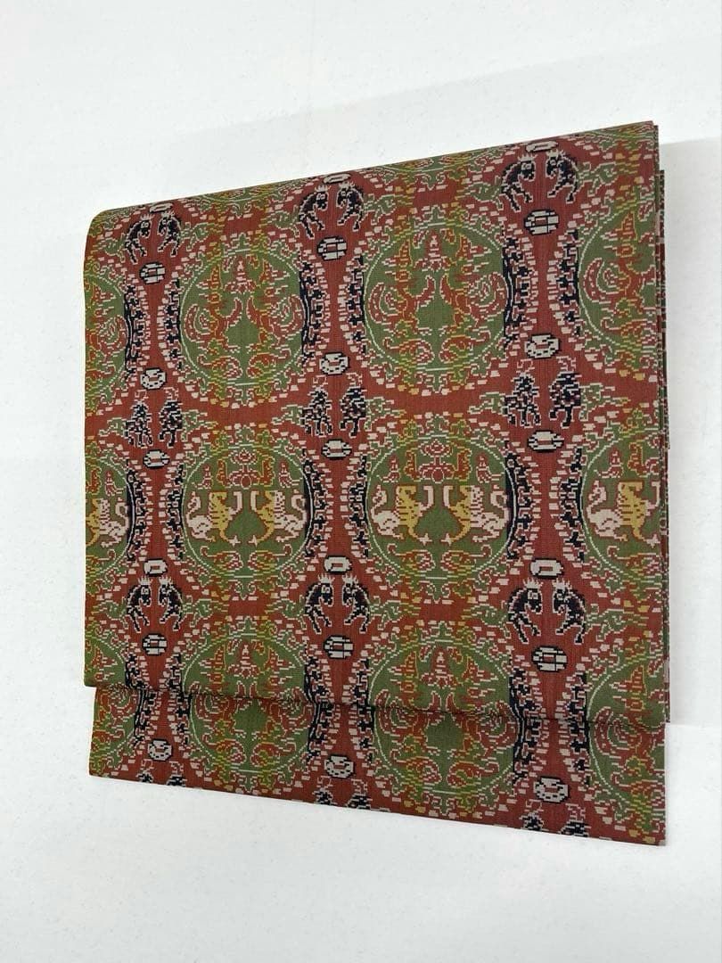 未使用品　和服帯　正絹　円文白虎朱雀錦　名古屋帯　龍村美術織物　早い者勝ち 龍村美術織物 円文白虎朱雀錦 九寸名古屋帯 開き名古屋 未使用品 正絹