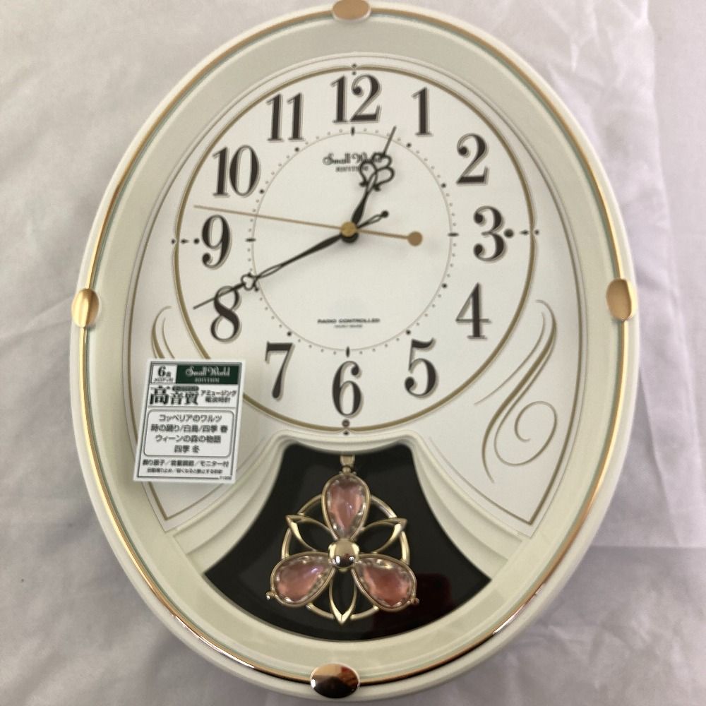 リズム時計 電波掛時計 スモールワールドリリィ 白 4MN528RH03 未使用