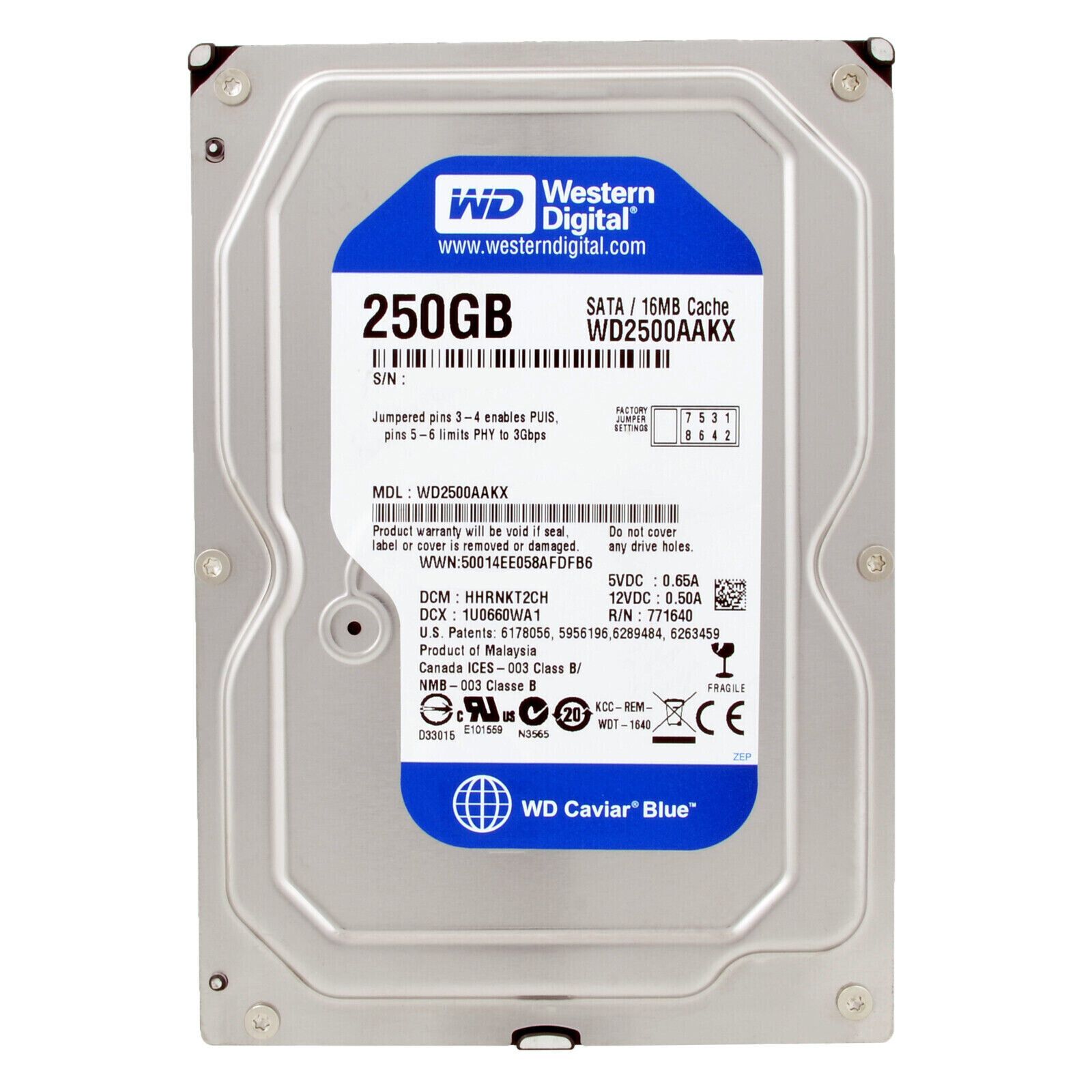 Western Digital Blue 250GB WD2500AAKX 16MB 7200RPM SATA III 3.5 HARD DRIVE