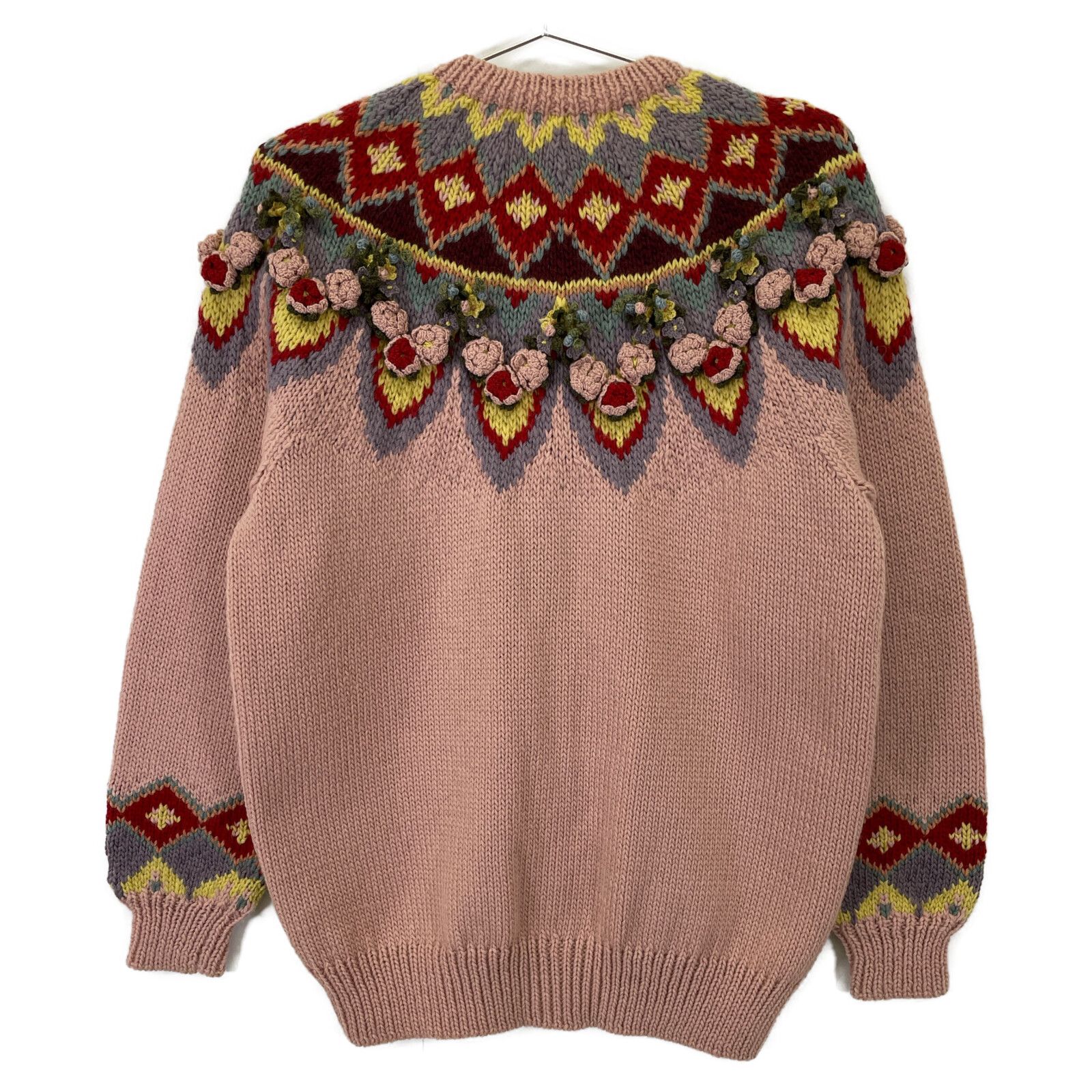 WONDERFUL WORLD ワンダフルワールド ピンク フラワーモチーフニット  