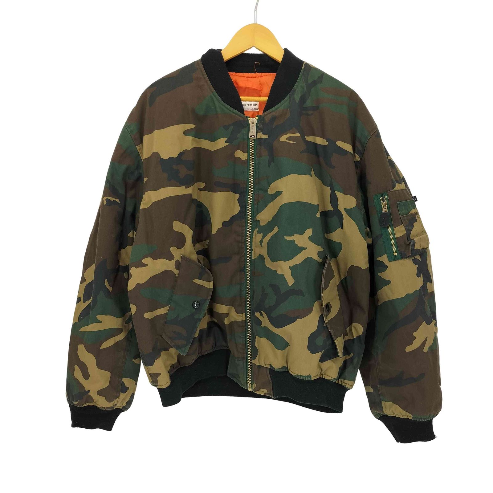 ユーズドフルギ USED古着 {{FOSTEX GARMENTS}}AEVIL LABELS PRINT BOMBER JACKET メンズ  2XL
