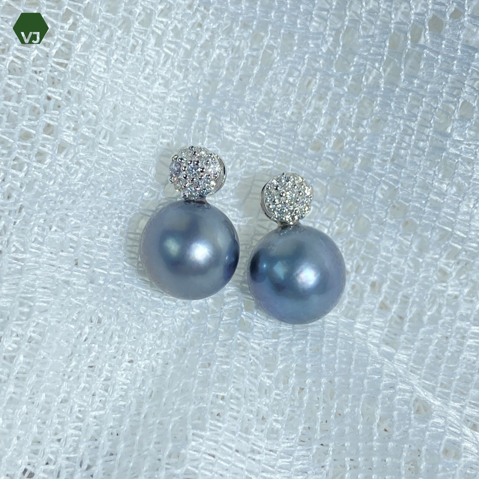 19-17】パール ダイヤモンド ピアス D0.24ct【中古】【K18WG】☆By 