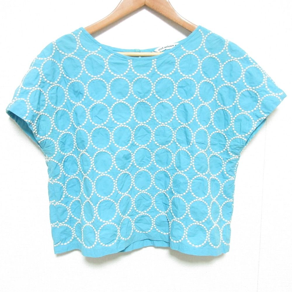 mina perhonen - 良品 mina perhonen ミナペルホネン tambourine ショートスリーブ クロップド カットソー サイズ38 ブルー レディース 古着 中古 USED 良品 mina perhonen ミナペルホネン tambourine ショート