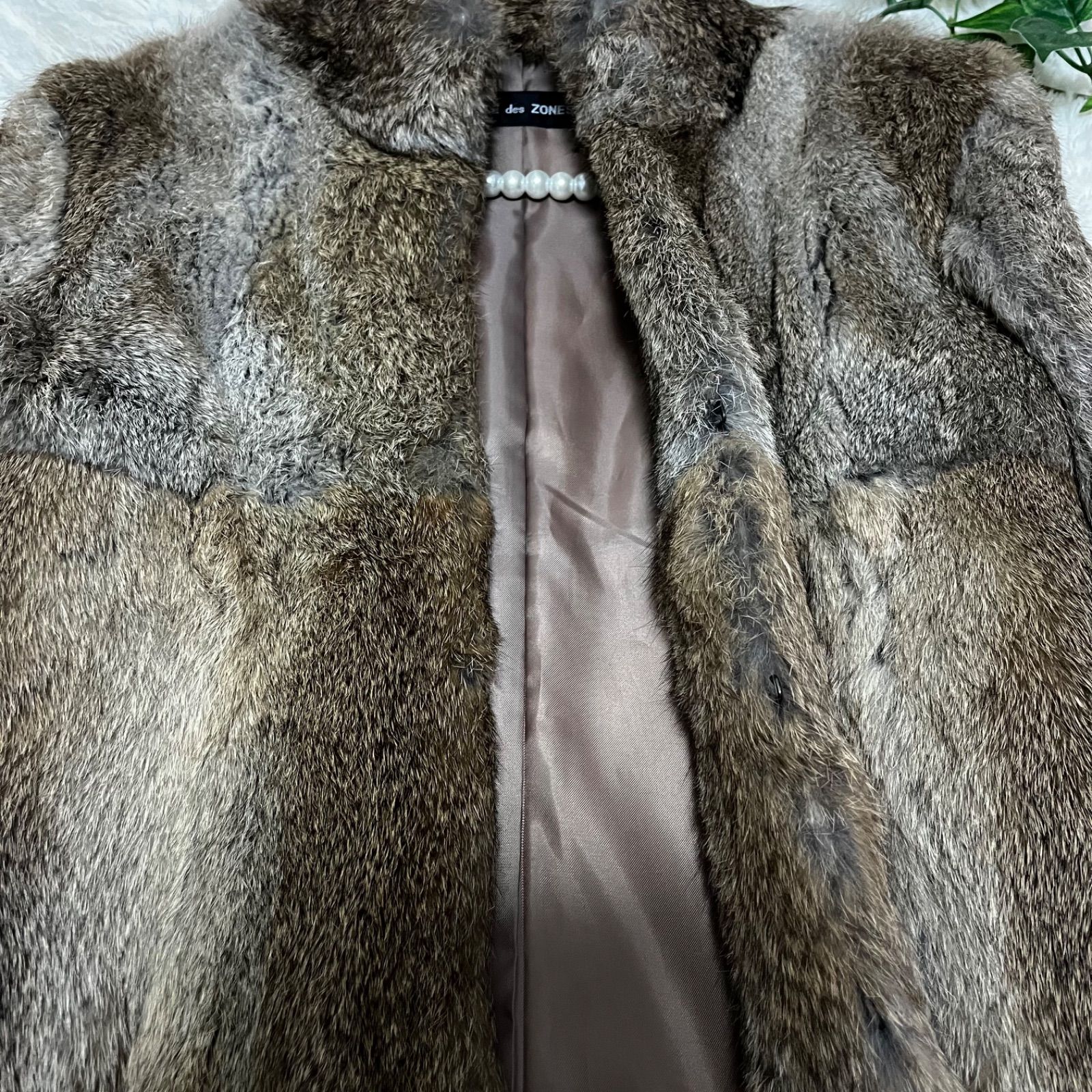 【美品】クレデゾーン ラビットファーコート ジャケット ゆったり 毛皮 茶系 9 美品】クレデゾーン ラビットファーコート ジャケット ゆったり