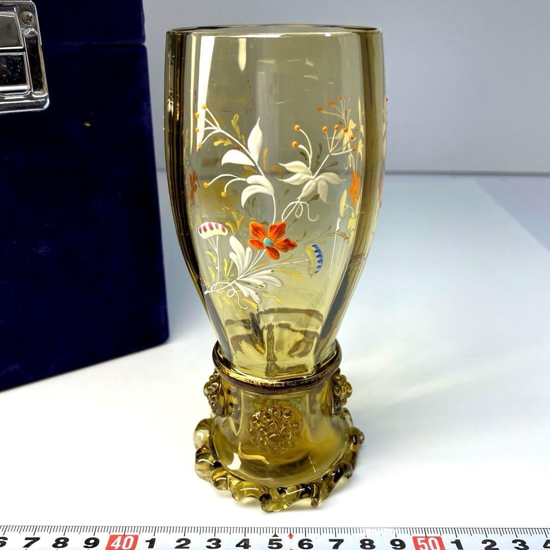 19世紀フランス　エナメル彩グラス　ケース付　東Y6-0418☆1Fトヒオウ 19世紀フランス エナメル彩グラス ケース付 東Y6-0418☆1Fトヒオウ 19世紀