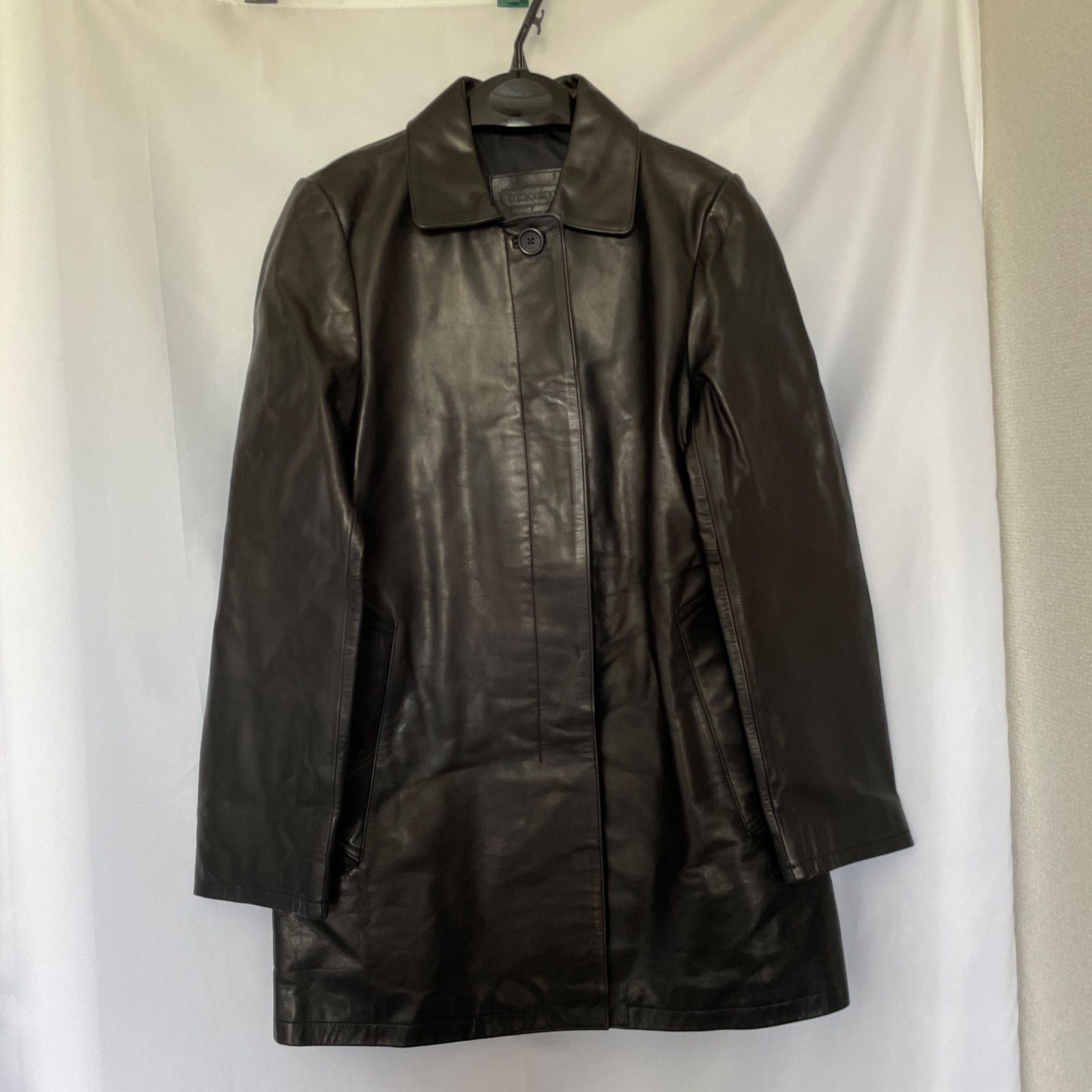 z879 COACH コーチ レザー ショートコート ジャケット 黒