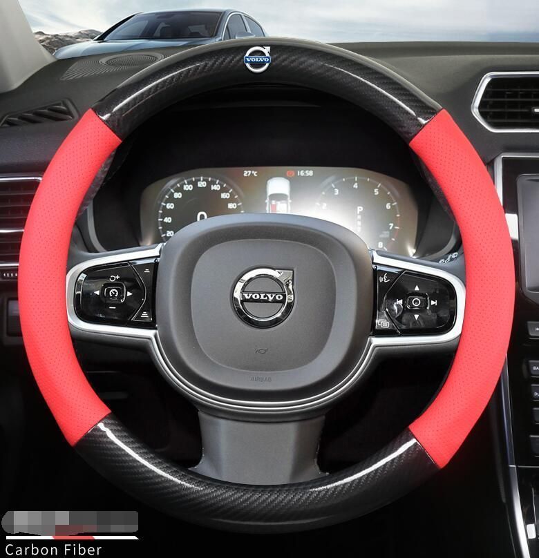 新品！ボルボ VOLVO O型 ハンドルカバー 炭素繊維 ステアリングカバー 番号05 全車種対応 S60 S90 XC90 V40 V60 V70 XC40 XC60 S80 V90