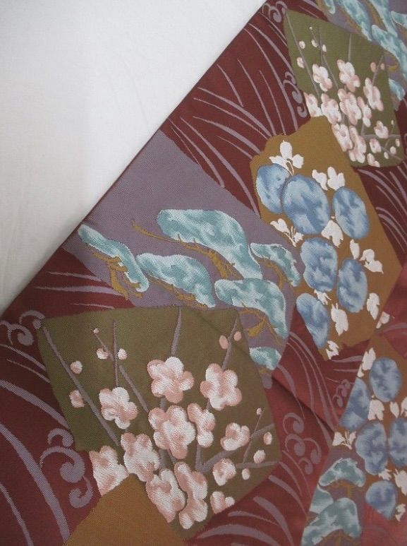 B8 正絹 川島織物 西陣 本袋帯 松 菊 梅文様 六通柄 三越扱い - メルカリ