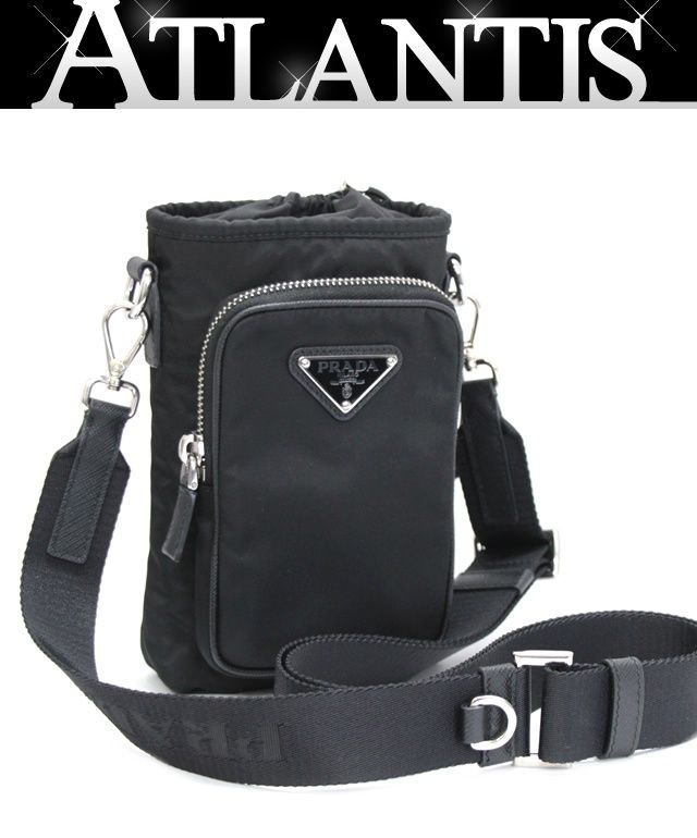 プラダ PRADA Re-Nylon 三角ロゴ スマートフォンケース スマホショルダーバッグ ナイロン 黒 2ZH155 71762