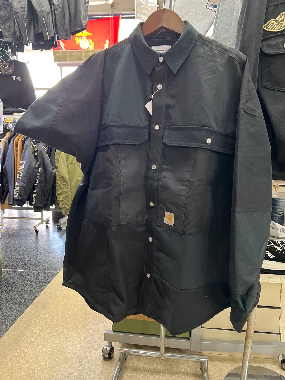 逸品‼️STEER steer ステア︎長袖　リメイク　シャツ　carhartt カーハート　ブラック