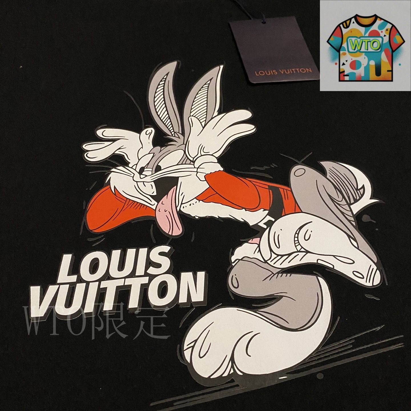 今日WTO】Louis Vuitton Rabbit Logo プリント半袖 T 恤-TO65