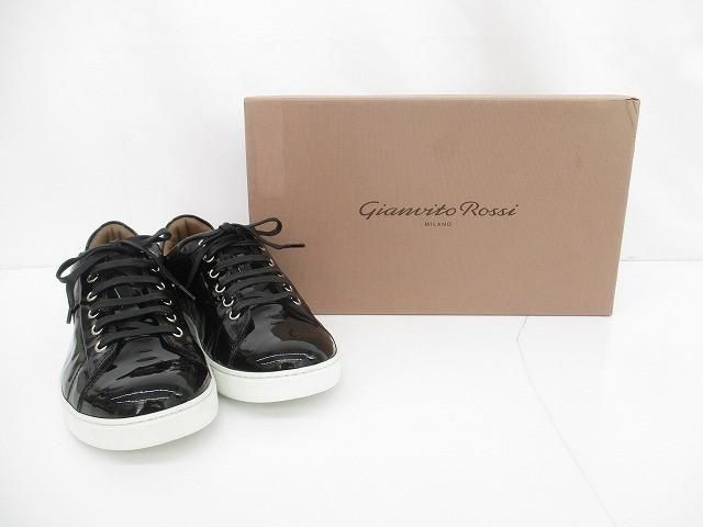 Gianvito Rossi ジャンビトロッシ レザースニーカー エナメル 40 ブラック 黒 メンズ
