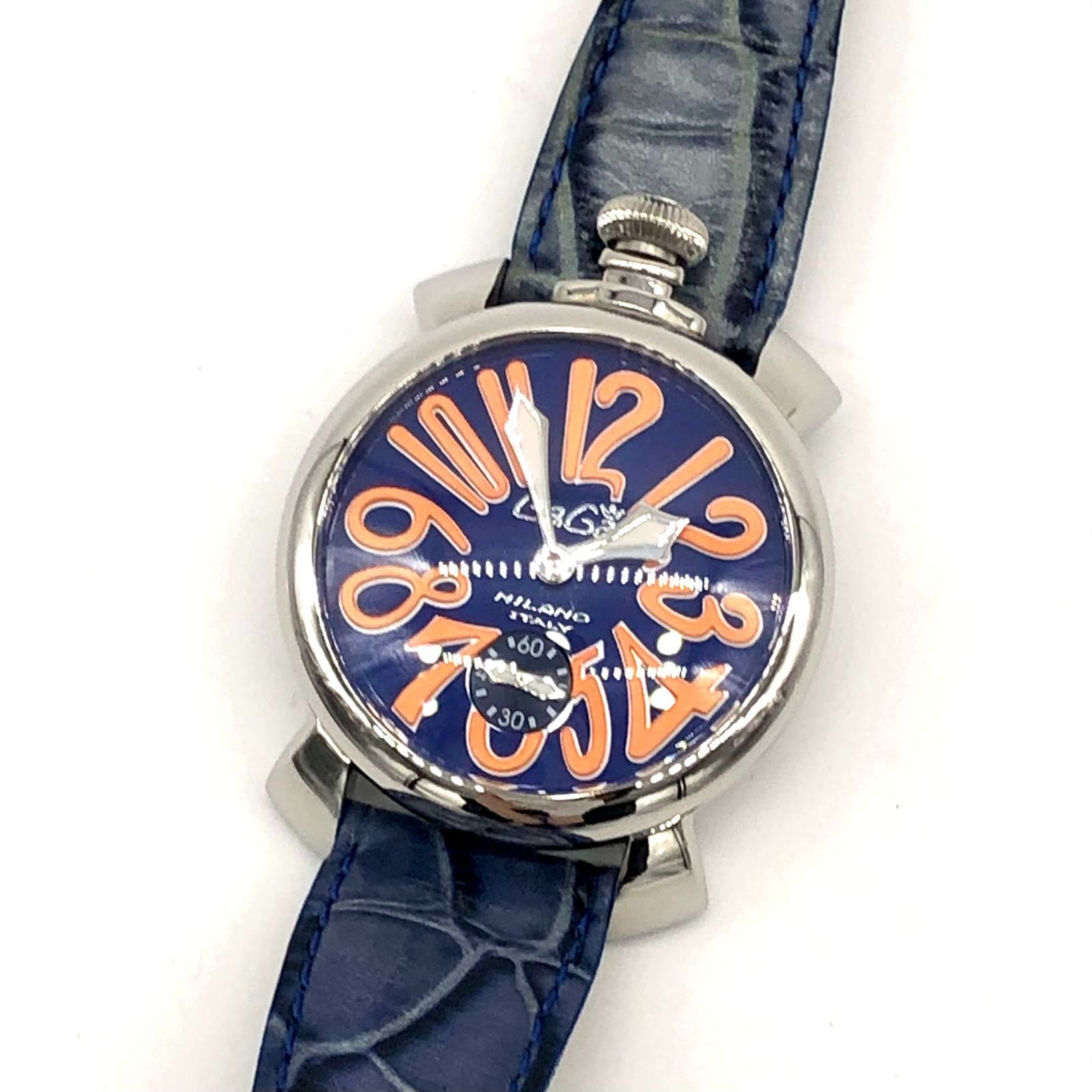 ▽【稼働品】GaGaMILANO/ガガミラノ マヌアーレ48mm SS 5010.8S ブルー