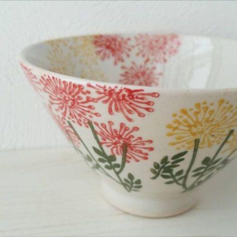 新品　波佐見焼 勲山窯 茶碗 フワリ 花 RD/YE 波佐見焼 勲山窯 茶碗 フワリ花 RD/YE | 京都のかわいい雑貨屋