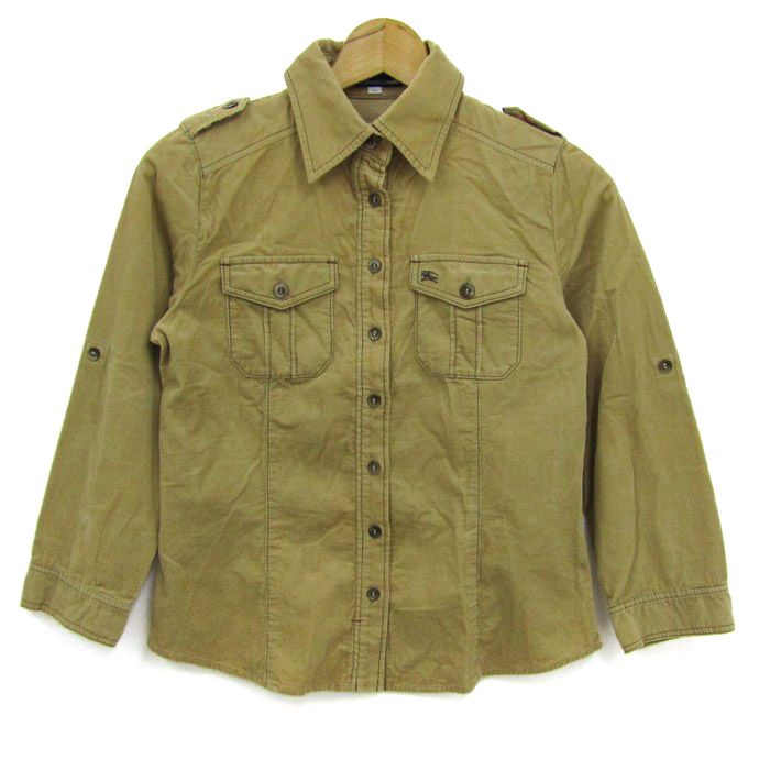 バーバリーブルーレーベル 長袖シャツ コットン トップス レディース 38サイズ ベージュ系 BURBERRY BLUE LABEL