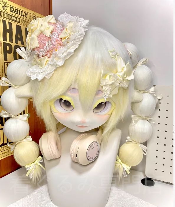 着ぐるみヘッド 黄 全頭ヘッド ケモノ ファースーツ ぬいぐるみ