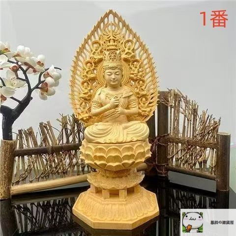 新品未使用】木彫仏像 大日如来 大日如来像 檜木 高約28cm 精密