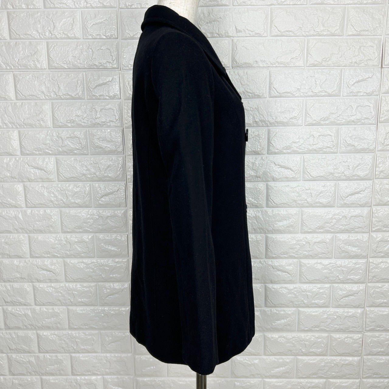 INDIVI インディヴィ ウール混 ピー コート size36/黒 ◇□ レディース 