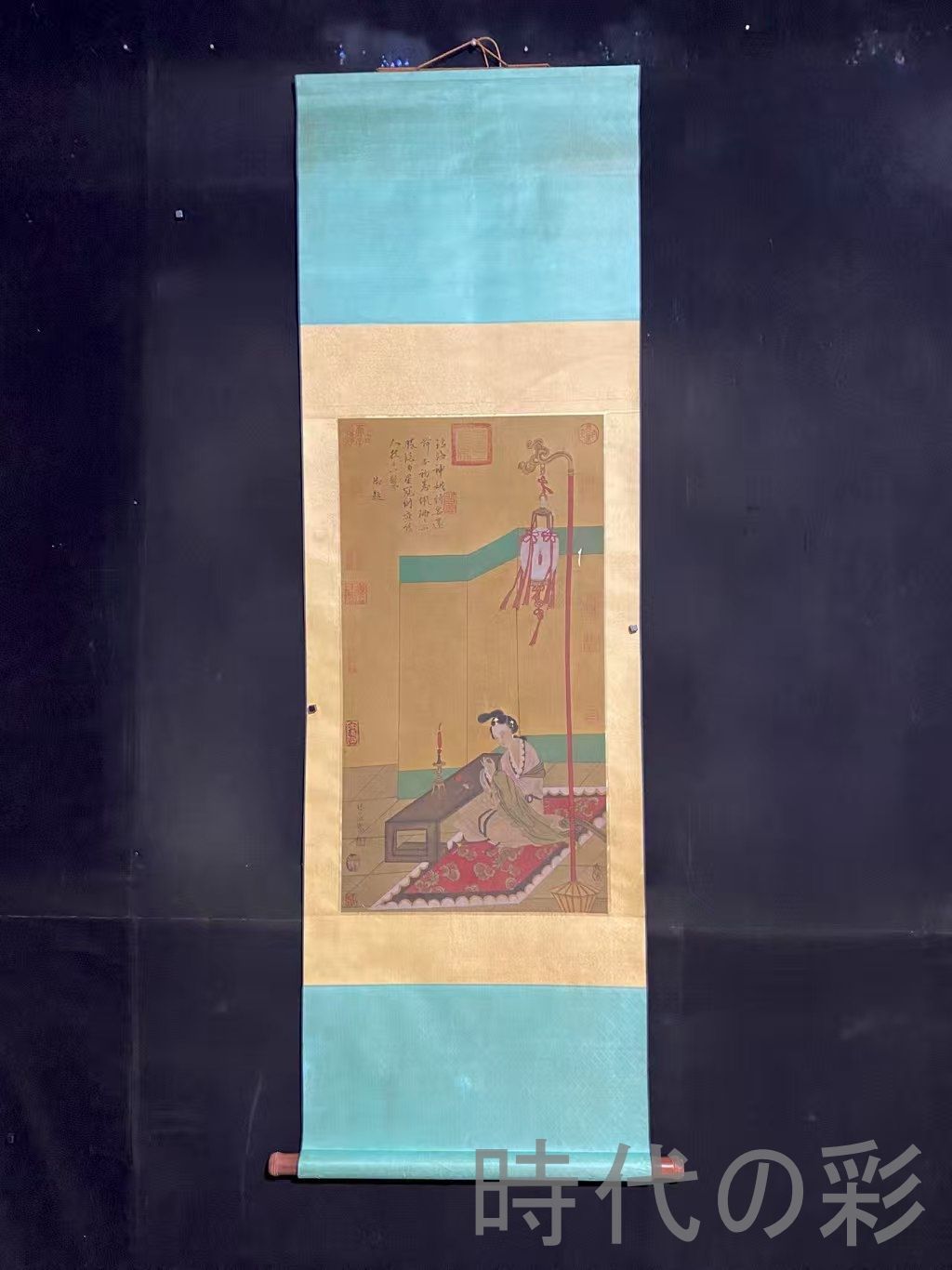 中国古美術 唐代 張萱款 人物画 絹布 三尺中堂画 肉筆 手描き 唐物 掛け軸 水墨画 水彩画 国画 絵画 古画 書道 名家書画 古玩 R0709181807