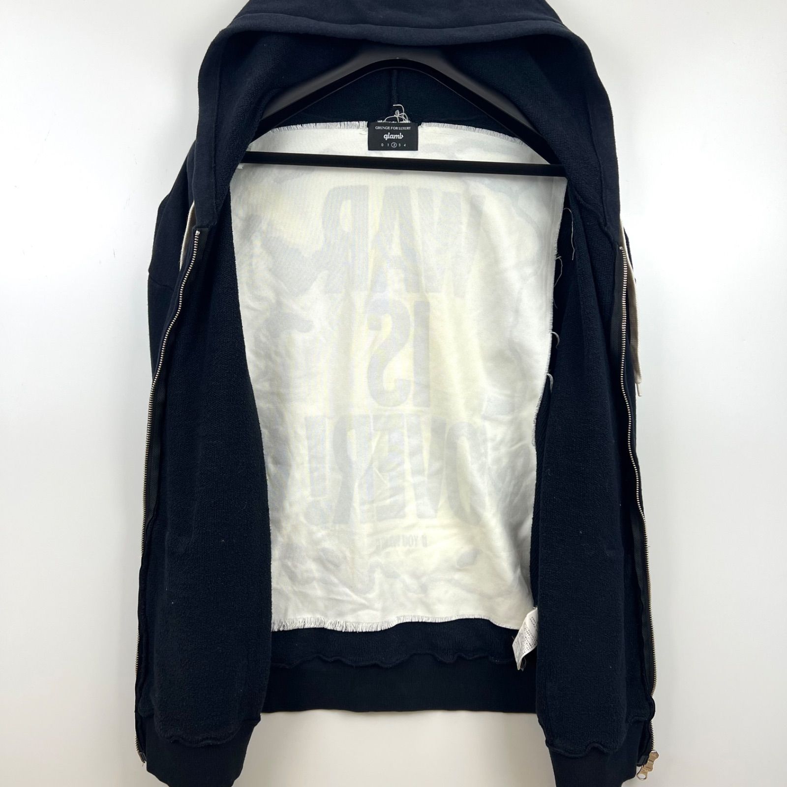 glamb 2017ss archive damaged back logo zip hoodie 2 GB17SP/CS01 