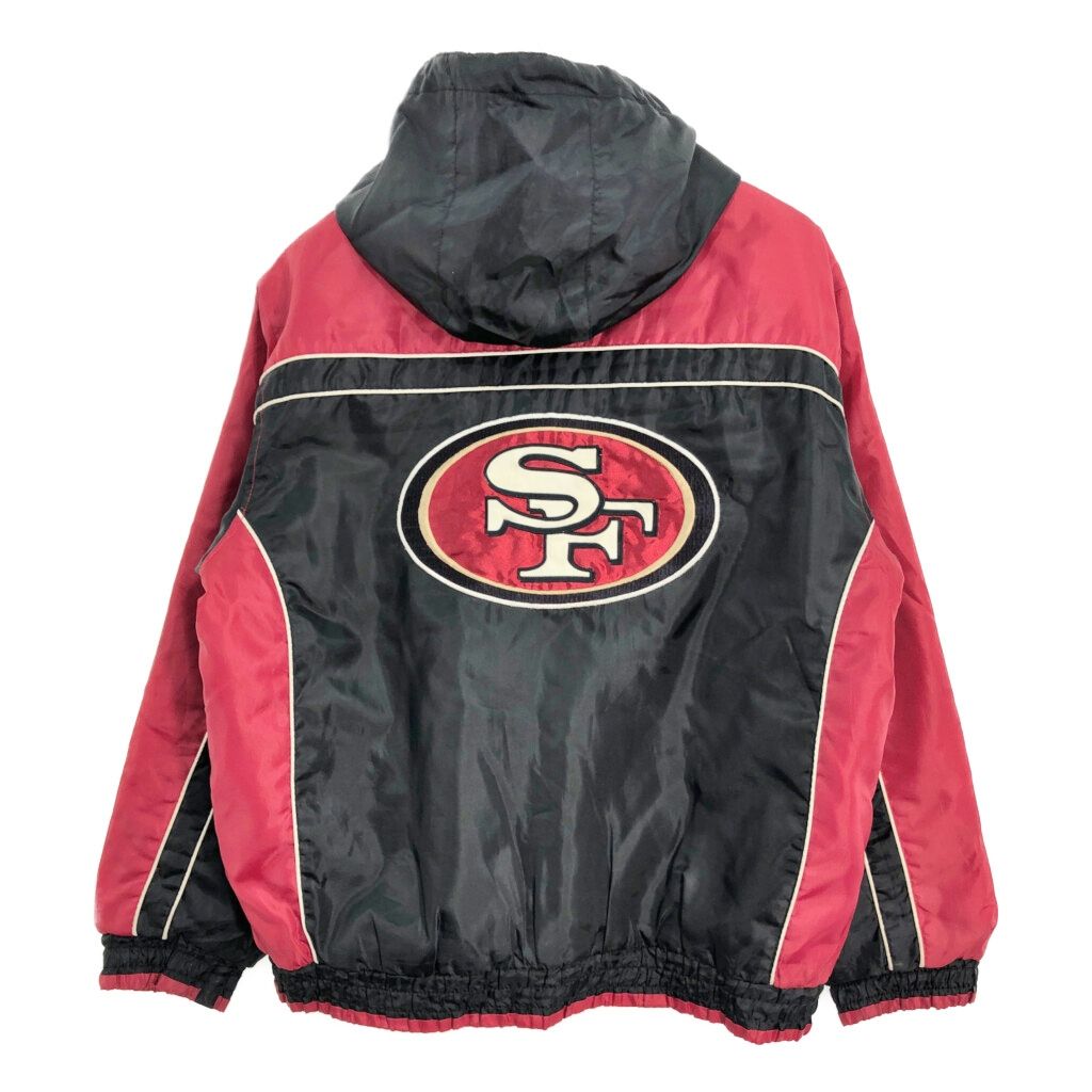 NFL サンフランシスコ・49ers 中綿 スタジアムジャケット プロチーム アメフト ブラック (メンズ L) 中古 古着 S3505 NFL サンフランシスコ・49ers 中綿 スタジアムジャケット プロチーム