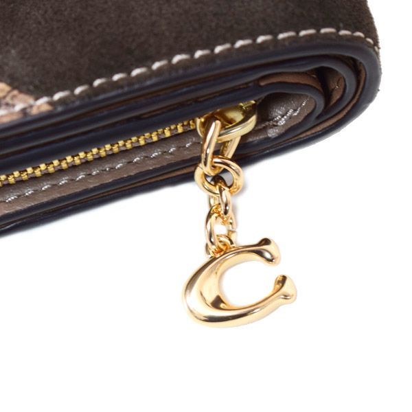 コーチ 財布 COACH レザー スエード パイソン スネーク パッチワーク 