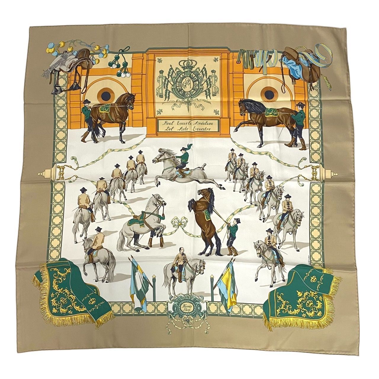 SJ【HERMES】カレ90 王立アンダルシア馬術学校 SILK/シルク 100