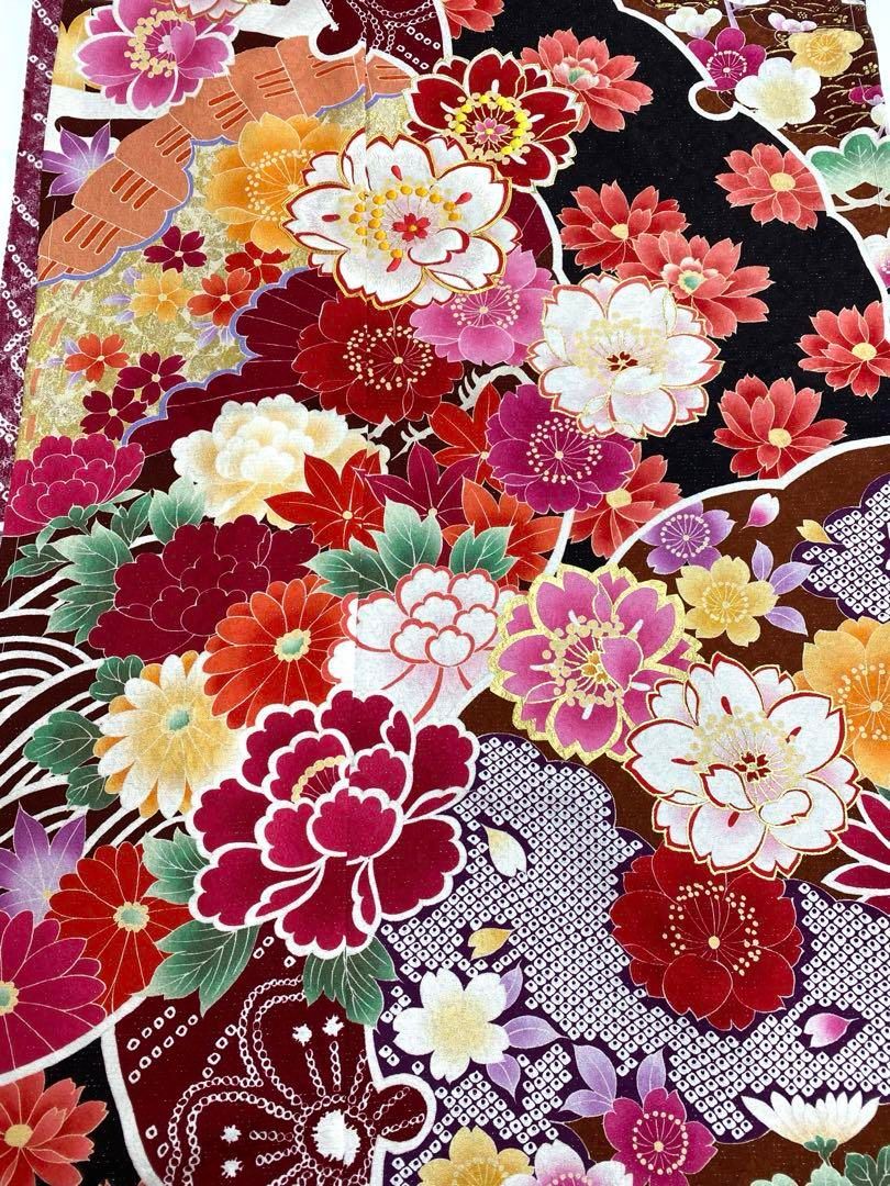 ブランド振袖 仮絵羽 京友禅 刺繍 金駒 金彩 銀通し 正絹 未仕立て品