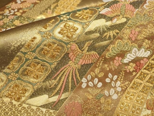 ◆1233◆六通柄　袋帯　芒野に満月　在銘絵師　和柄　正絹　着物帯　和装 ◇1233◇六通柄 袋帯 芒野に満月 在銘絵師 和柄