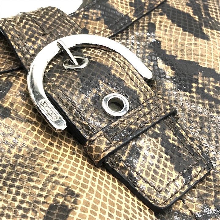 良品 COACH コーチ パイソン ハンド バッグ ブラウン k1922 - メルカリ 